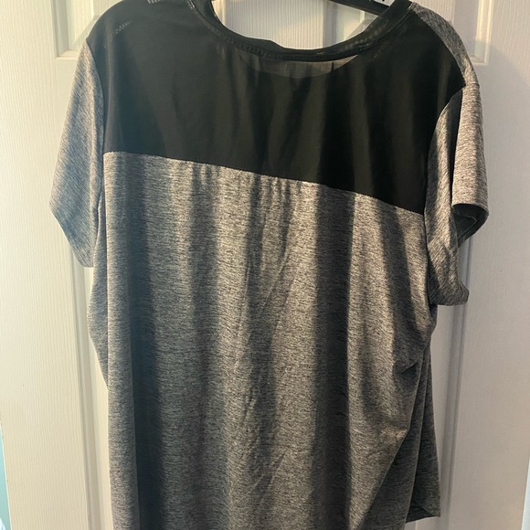 Gray Champion moisture-wicking material sport top with black mesh shoulder yoke - Picture 3 of 3